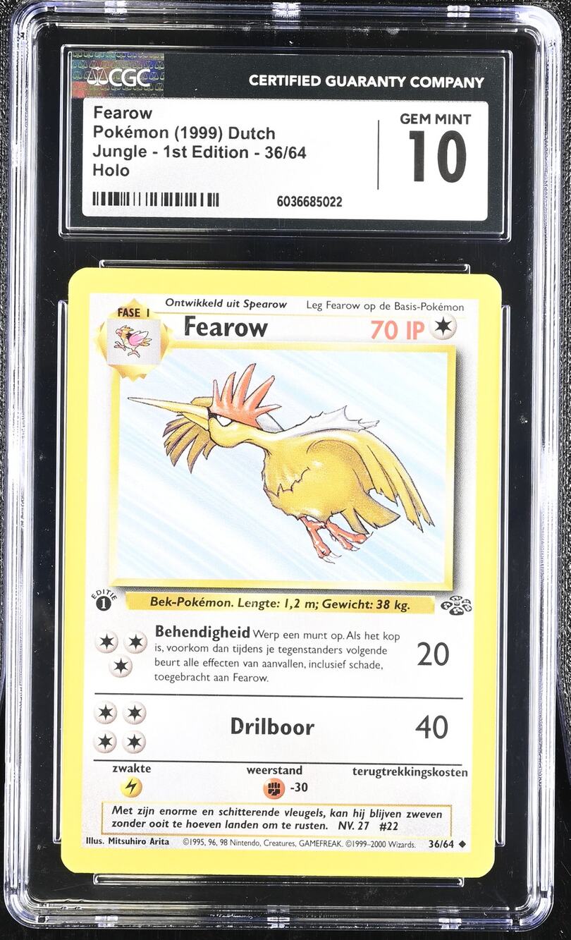 CGC 10 GEM MINT Fearow 1st Edition 36/64 Pokemon Dutch Jungle Set (PSA/BGS)